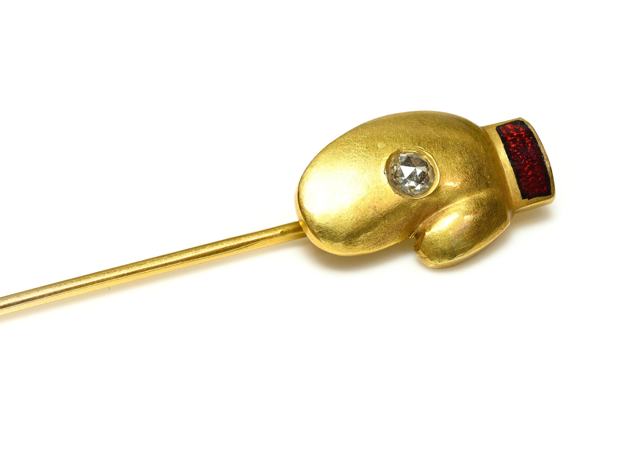 Robert Stoll 14K Gold Diamond Enamel Boxing Glove Stick Pin