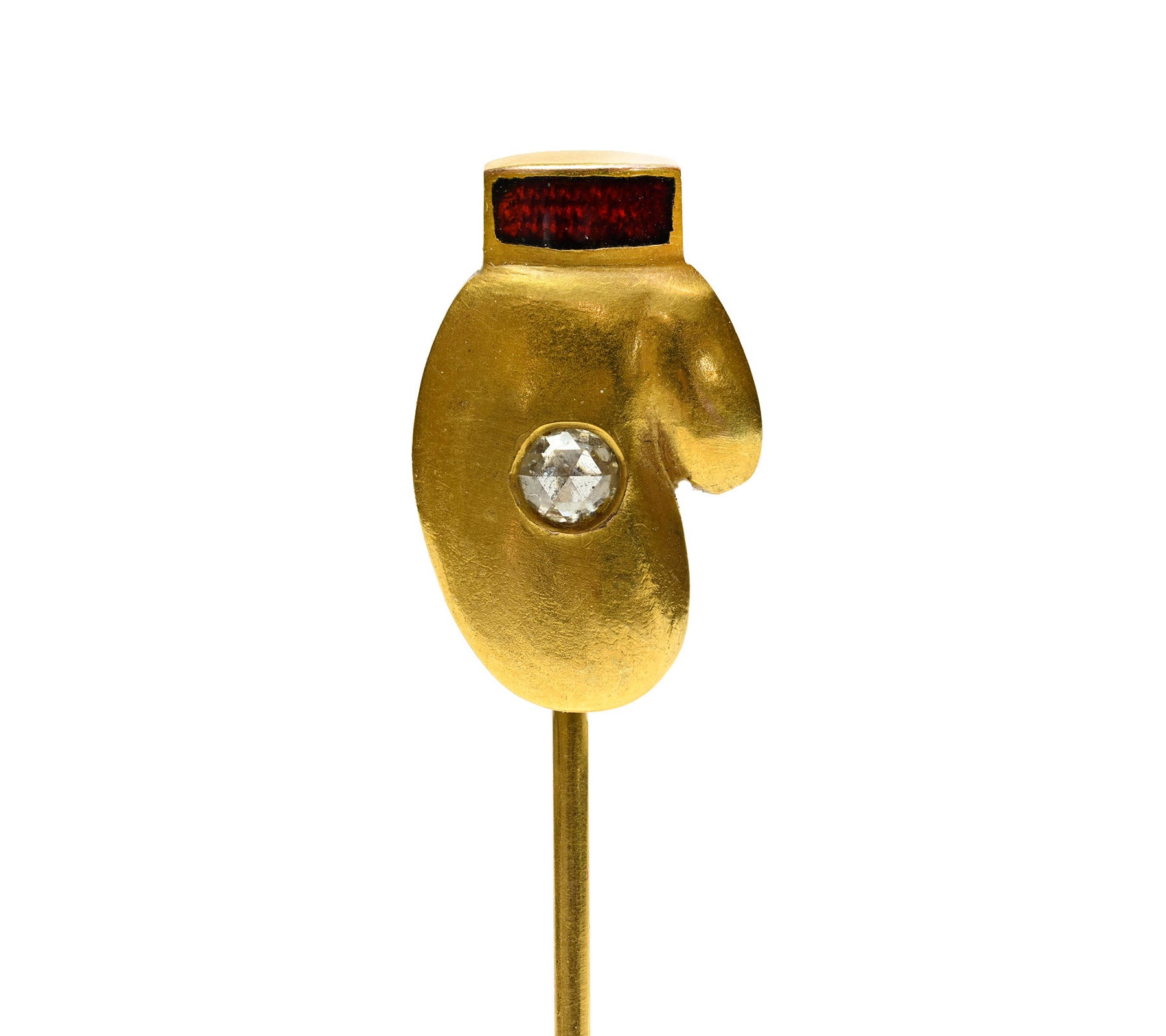 Boxing Glove Robert Stoll Gold Diamond Enamel Pin