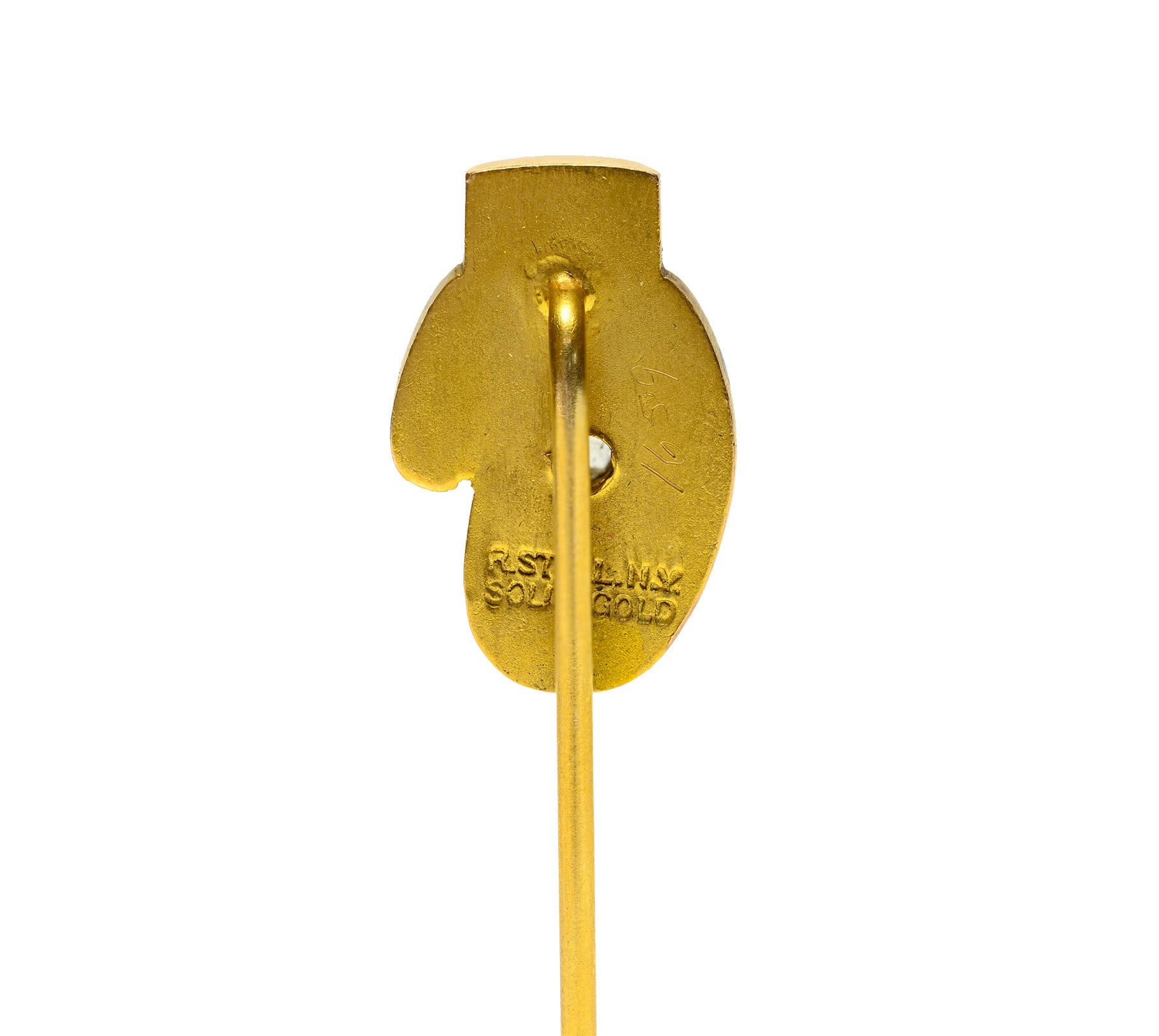 Robert Stoll Hallmark 14K Gold Diamond Enamel Boxing Glove Stick Pin