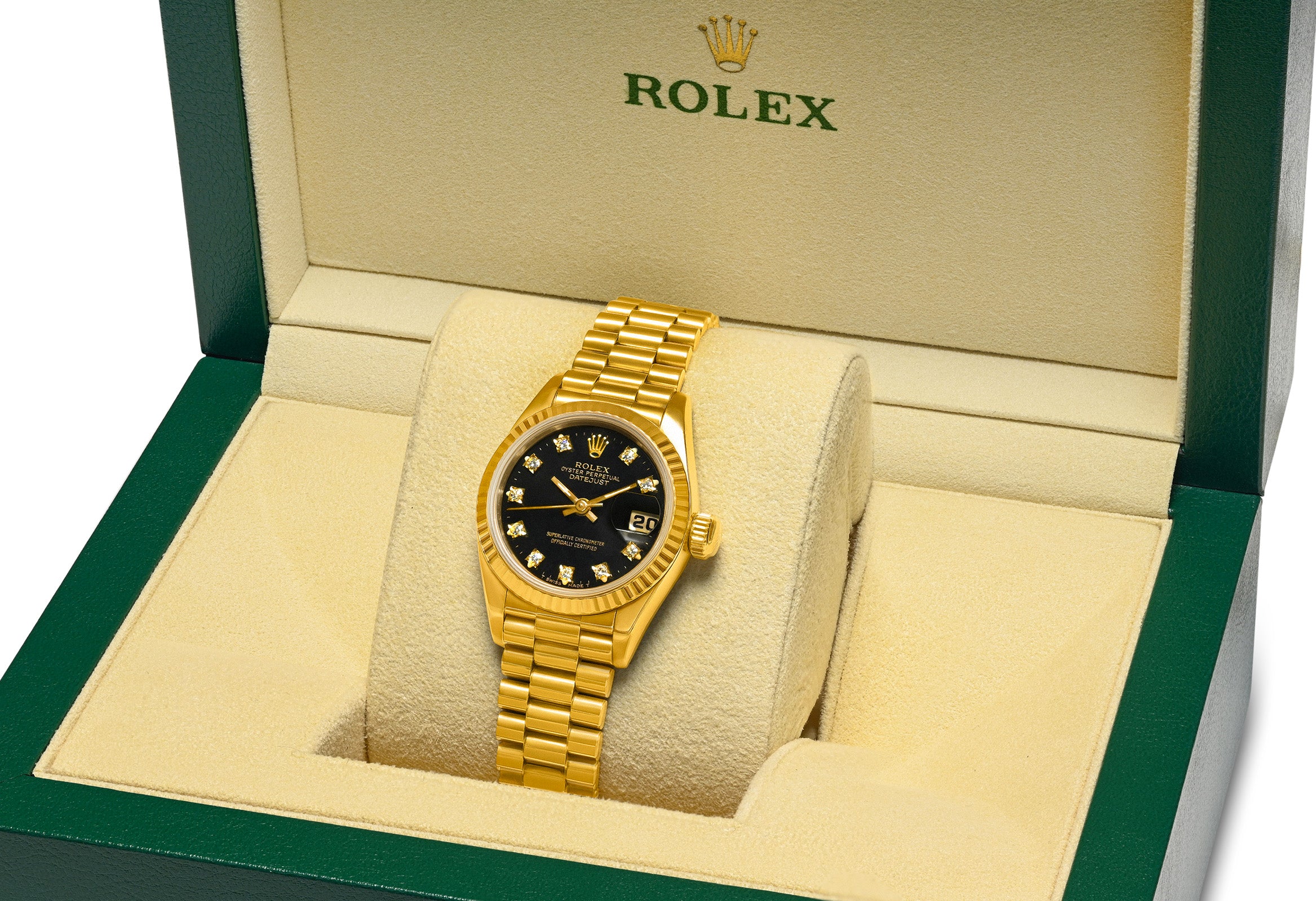 Rolex Datejust 69178 – 18K Gold Diamond Dial Rolex Box