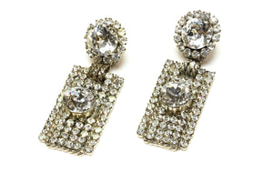 Runway 1980's Yves Saint Laurent Paris Headlight Crystal Drop Earrings