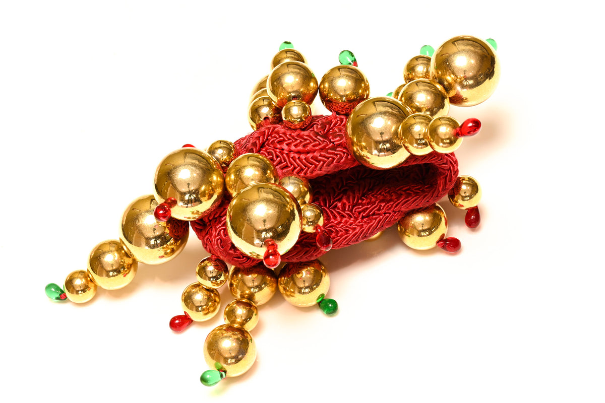 Runway Christian Lacroix Paris Gold Ball Gripoix Glass Charm Bracelet 1