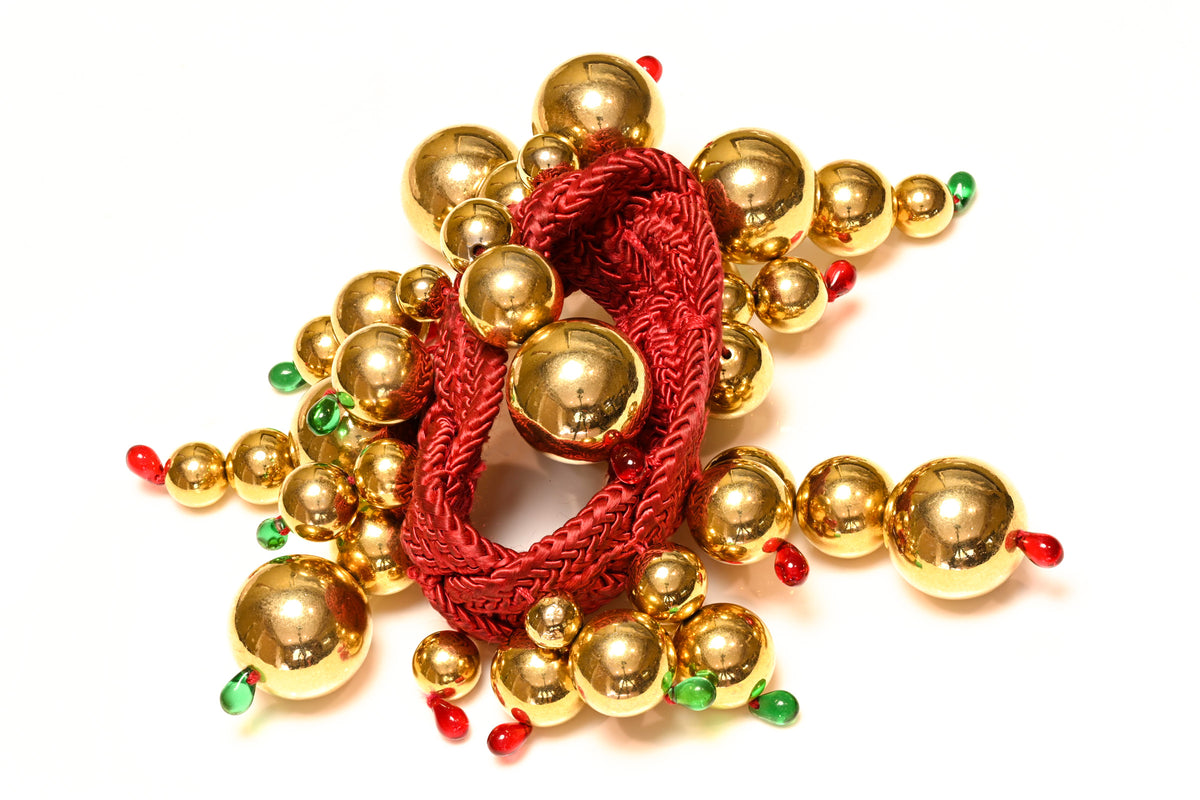 Runway Christian Lacroix Paris Gold Ball Gripoix Glass Charm Bracelet 2