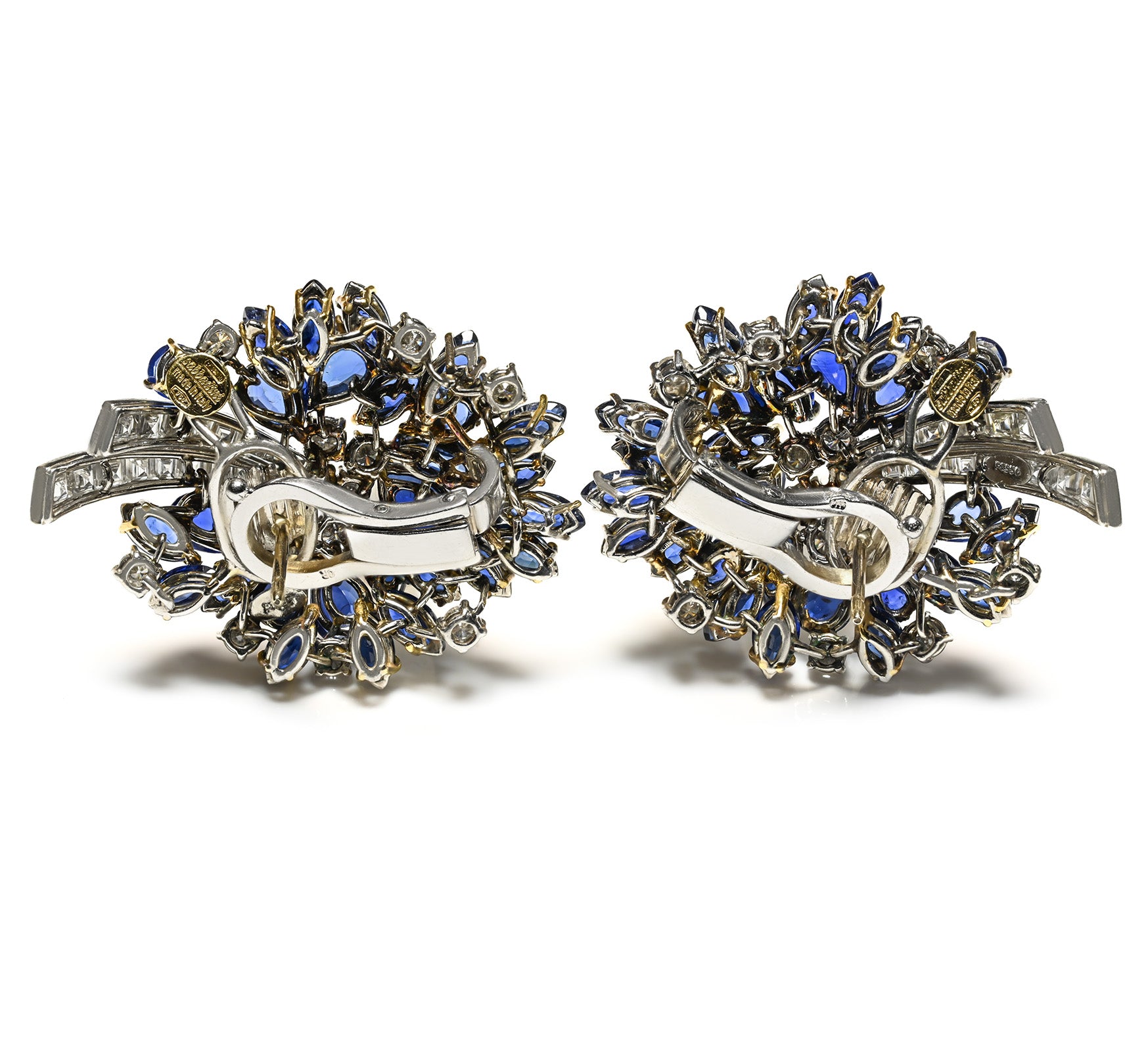 Sabbadini Sapphire and Diamond Earrings in 18K Gold Back 