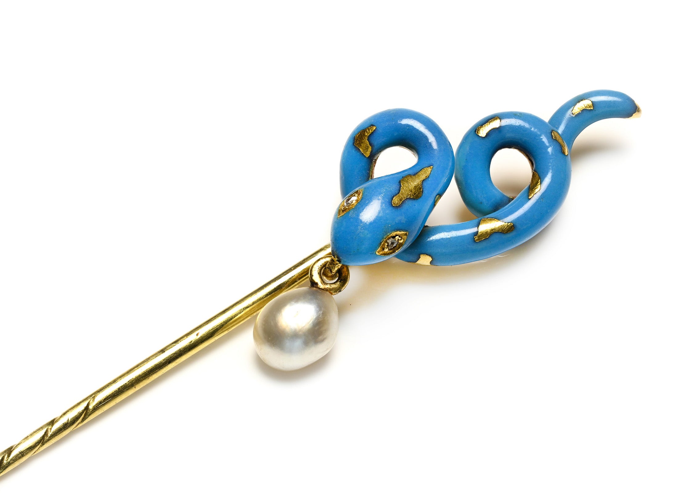 Samuel Arndt Russian Enamel Snake Gold Stick Pin