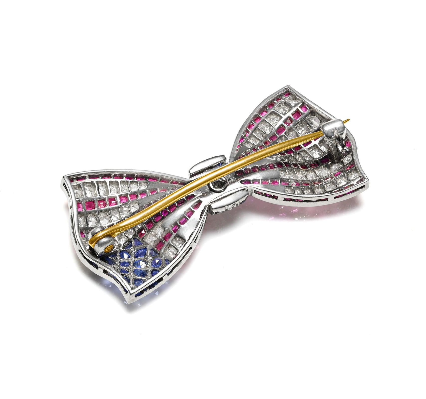 Antique Edwardian Sapphire Diamond American Flag Brooch Gold & Platinum