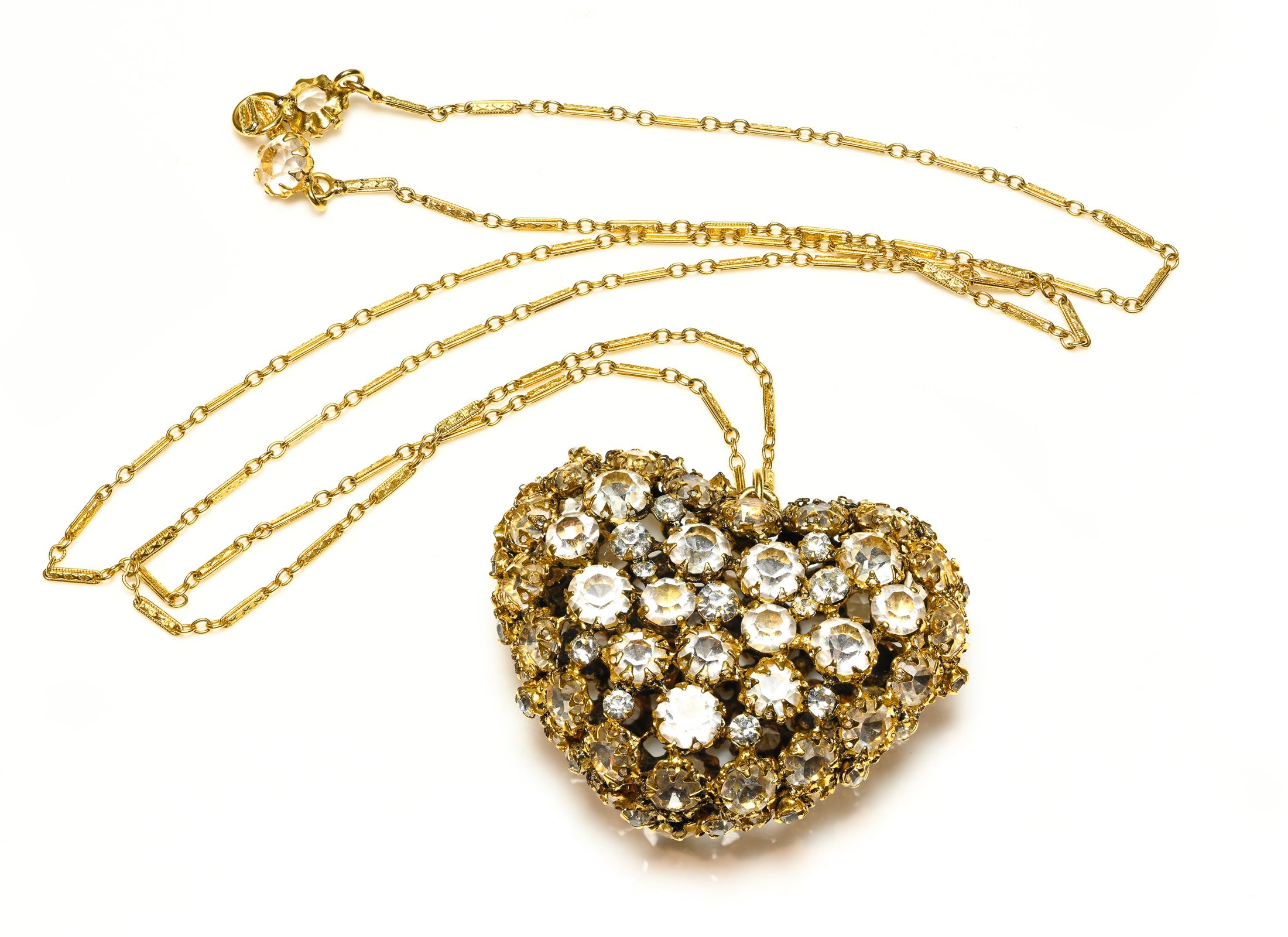 Schreiner NY Crystal Puffy Heart Pendant Necklace