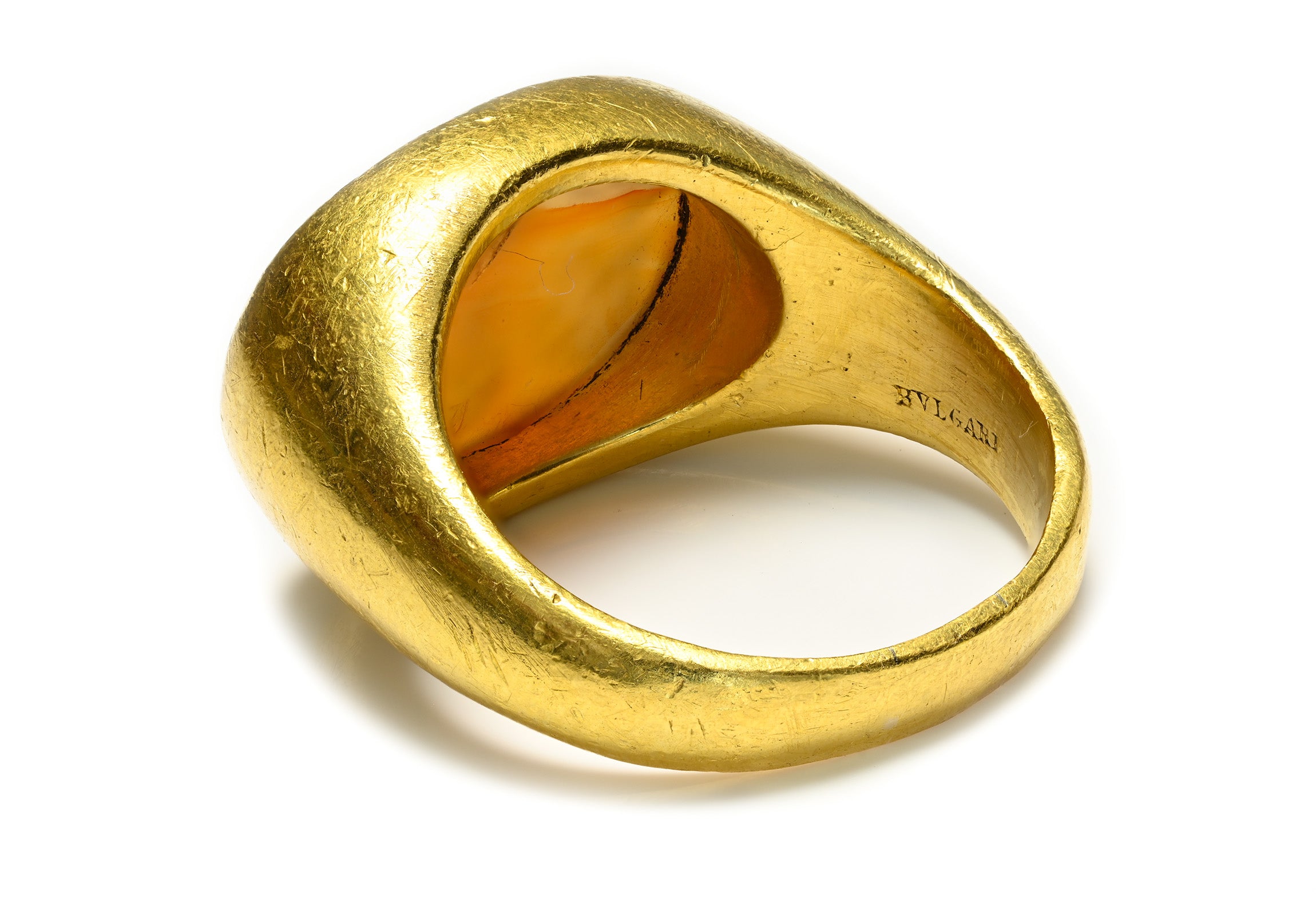 Bulgari 24K Gold Grand Tour Carnelian Intaglio Ring 