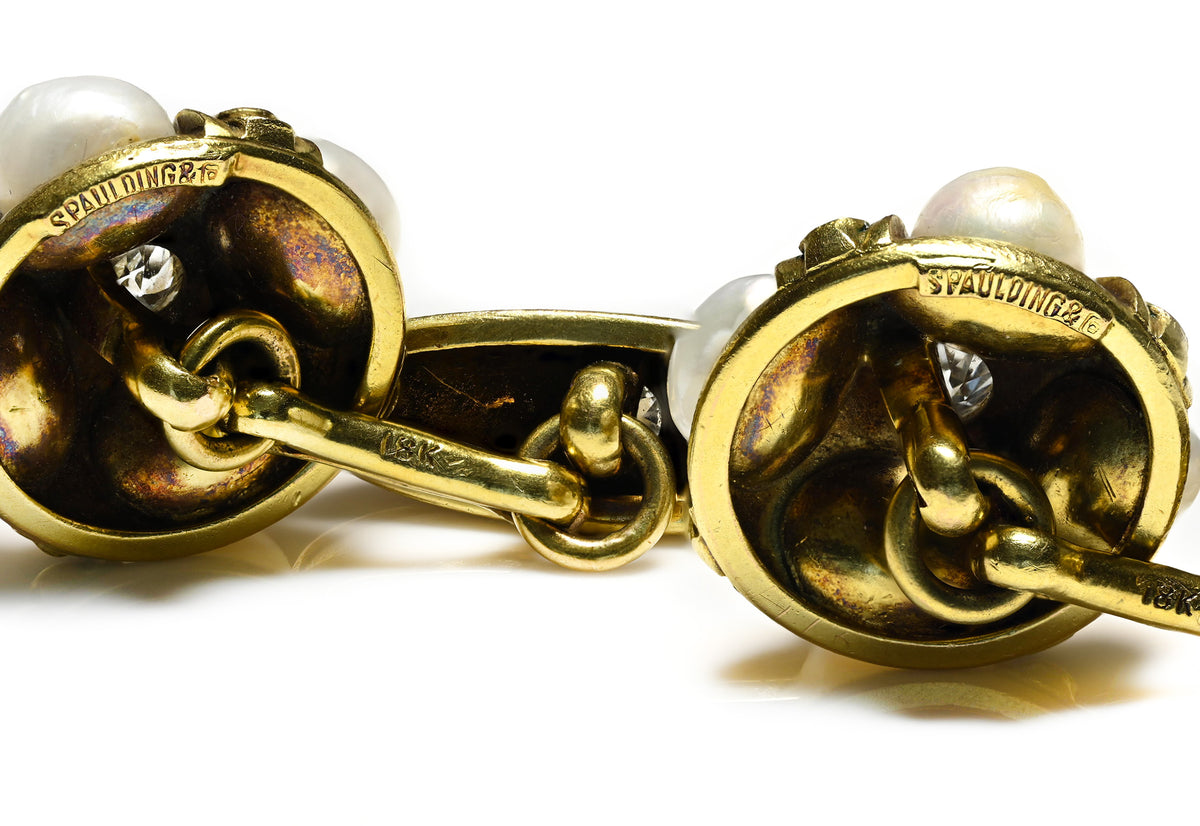 Hallmark of Spaulding & Co. Diamond 18K Gold Cufflinks