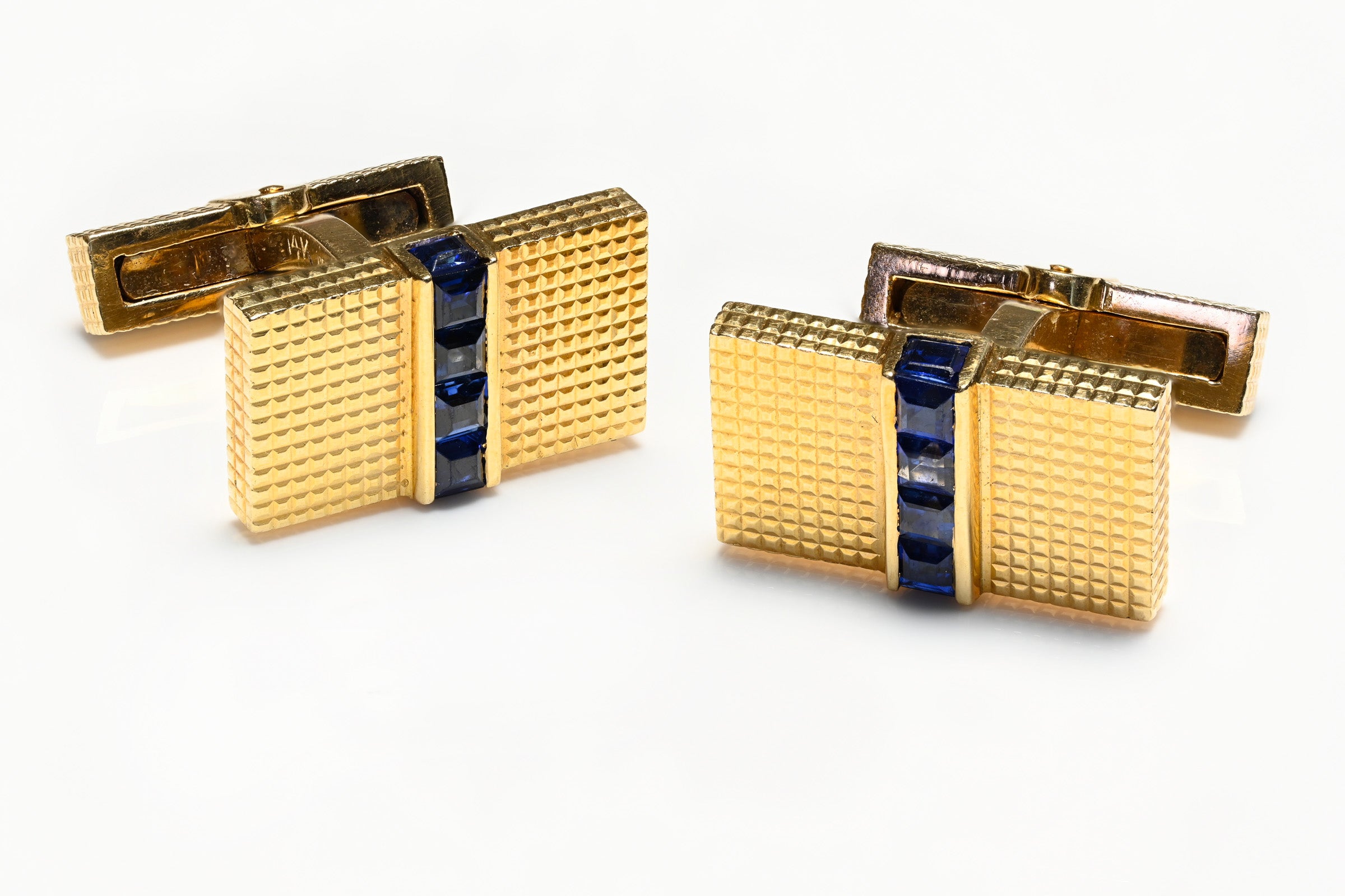 Tiffany & Co. 14K Gold Sapphire Men's Cufflinks 