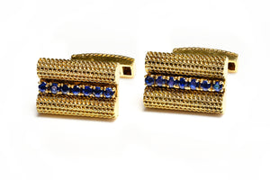 Tiffany & Co. 18K Gold Rope Design Sapphire Cufflinks