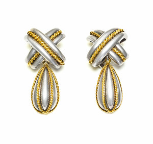 Tiffany & Co. Signature X Drop Earrings in Silver & 18K Gold