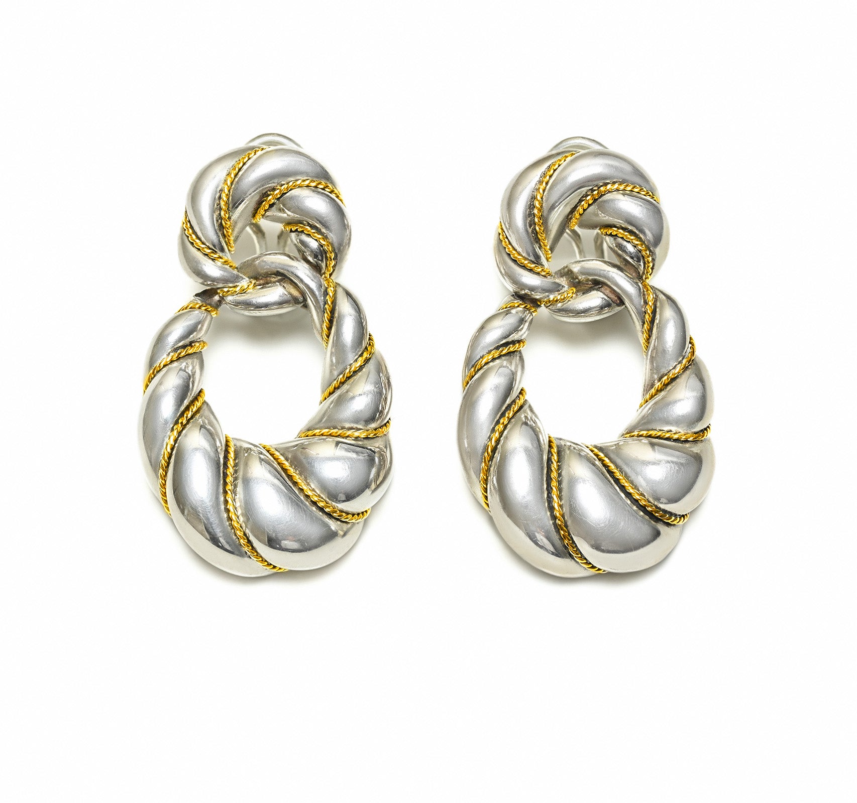 Tiffany Co Silver 18K Gold Door Knocker Earrings