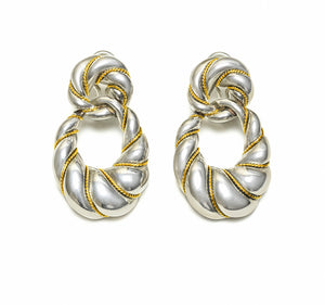 Tiffany & Co. Silver 18K Yellow Gold Door Knocker Earrings