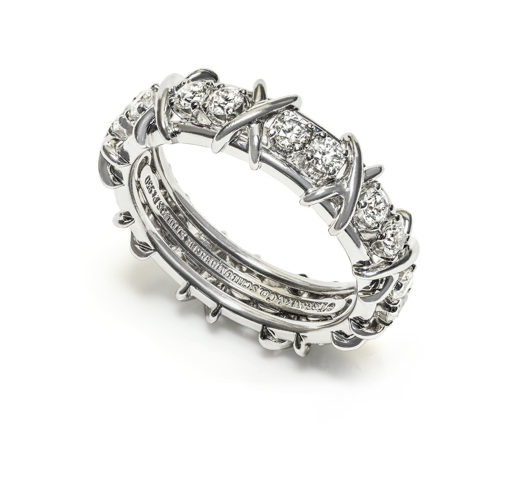 Tiffany & Co. Schlumberger Eighteen Stone Platinum Diamond Ring