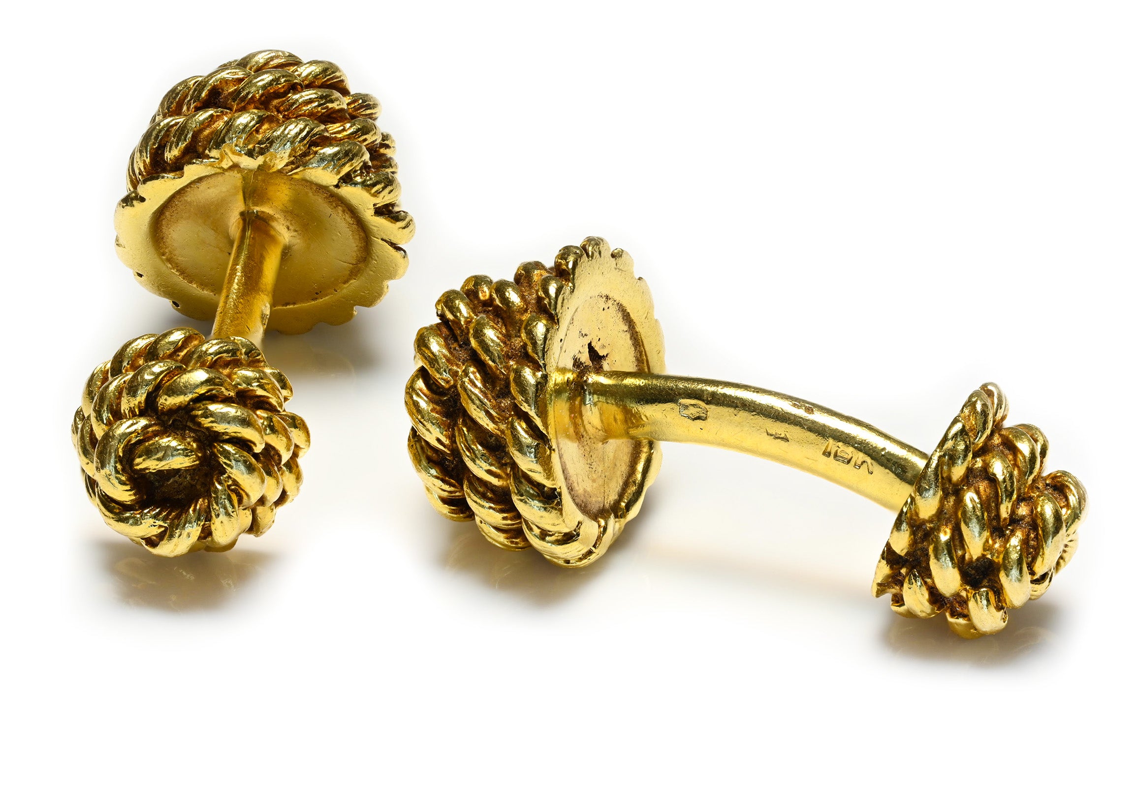 Tiffany Co. France 18K Yellow Gold Rope Cufflinks Hallmark Georges Lenfant 