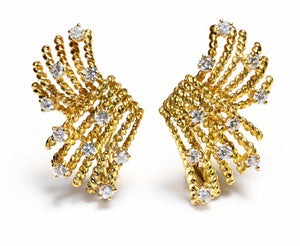 Tiffany & Co. Schlumberger 18K Gold Diamond  V-Rope Earrings