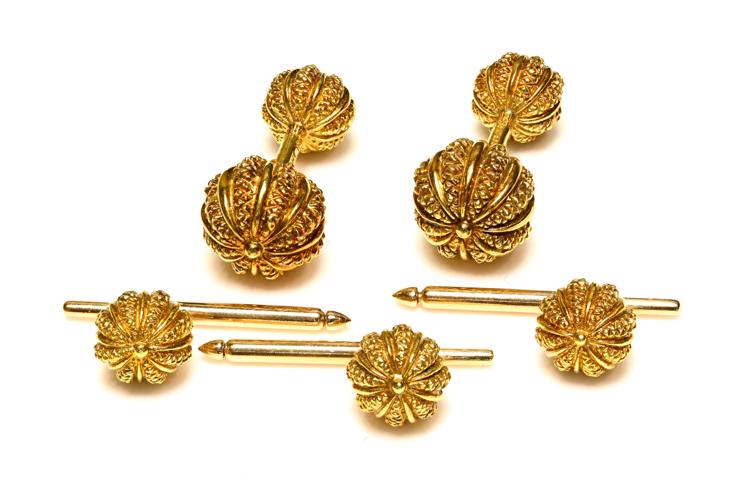 Tiffany Co. Schlumberger 18K Gold Dress Set Cufflinks Studs