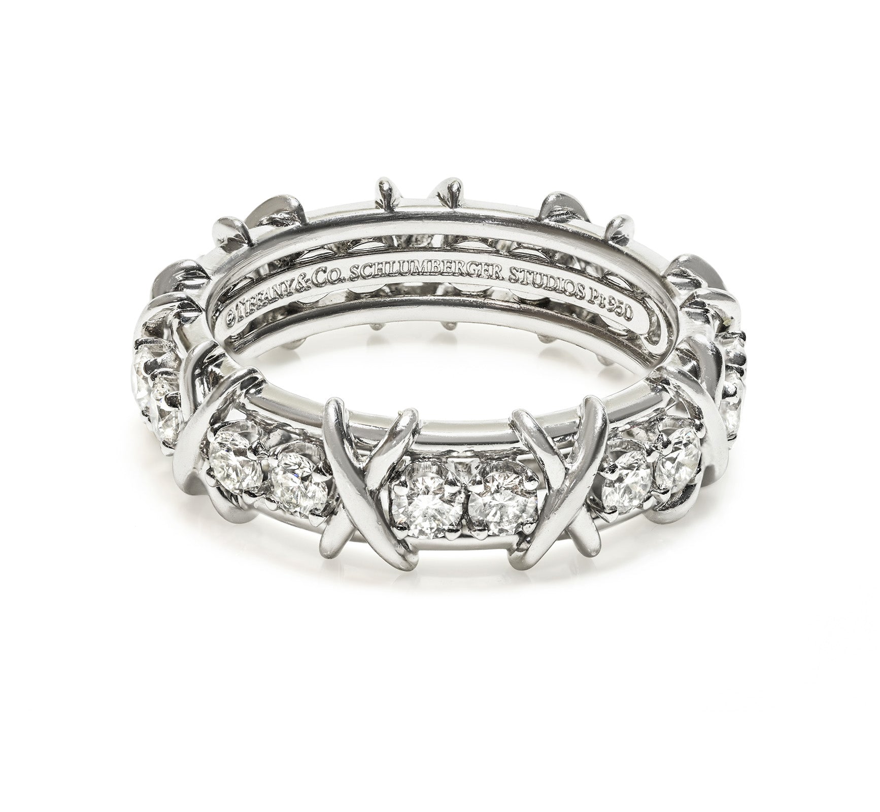 Tiffany & Co. Schlumberger Eighteen Stone Platinum Diamond Ring