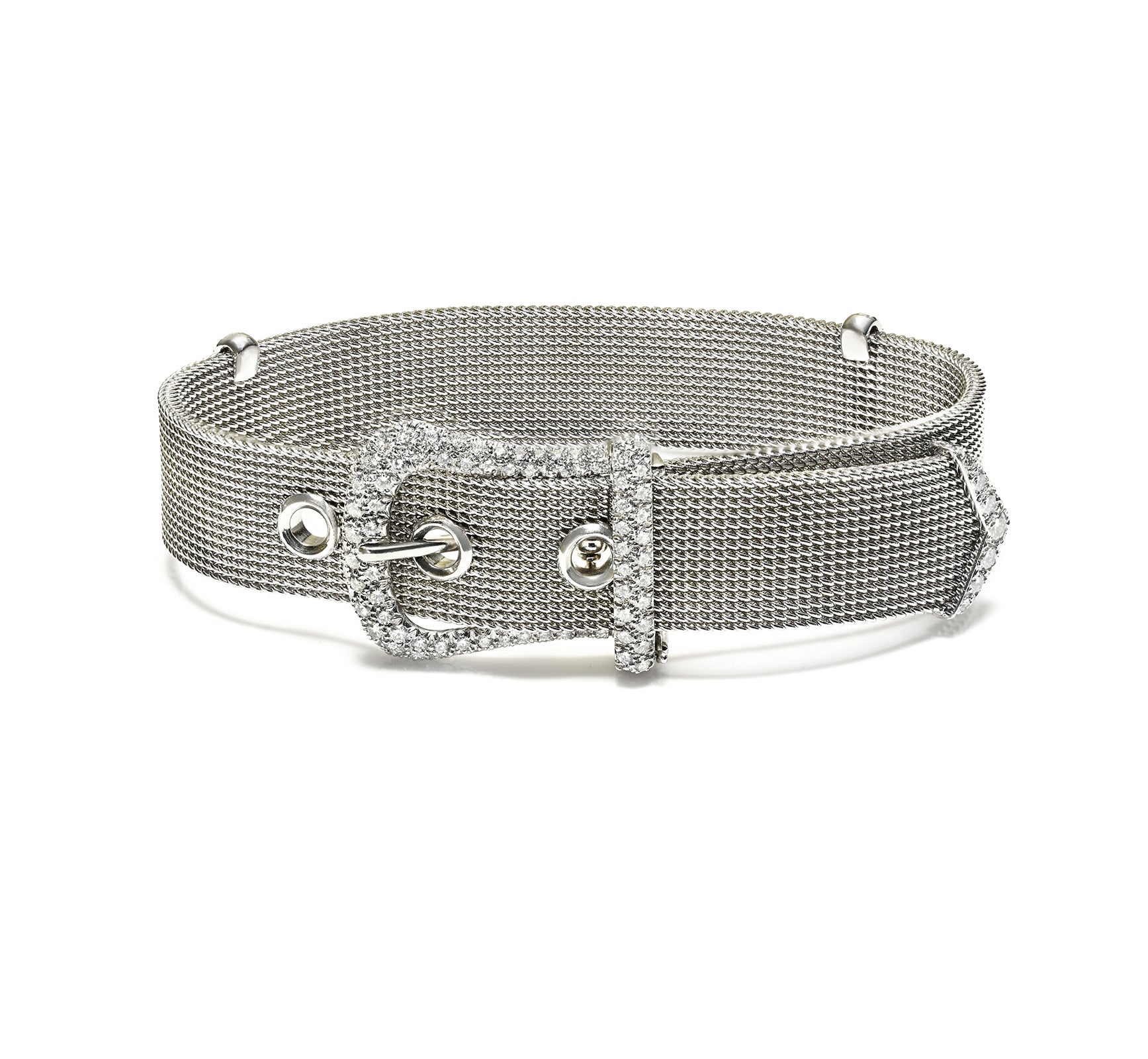 Tiffany Co Diamond Buckle Bracelet Mesh 