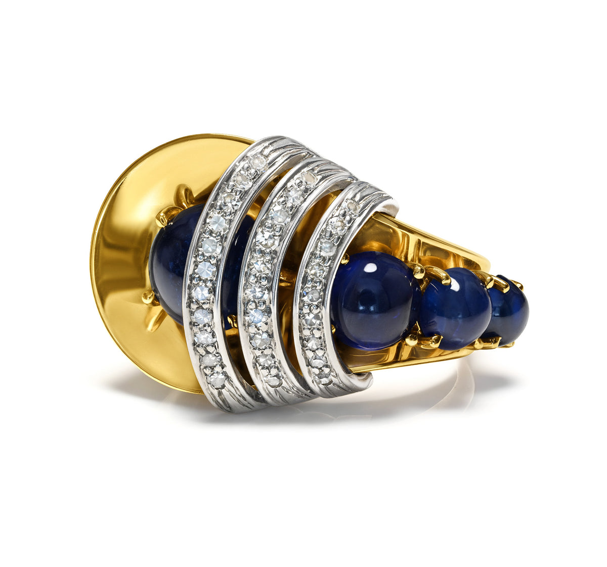 Trabert Hoeffer-Mauboussin Retro Sapphire Diamond Gold Ring