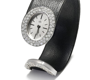 UTi Diamond 18K White Gold Leather Cuff Watch