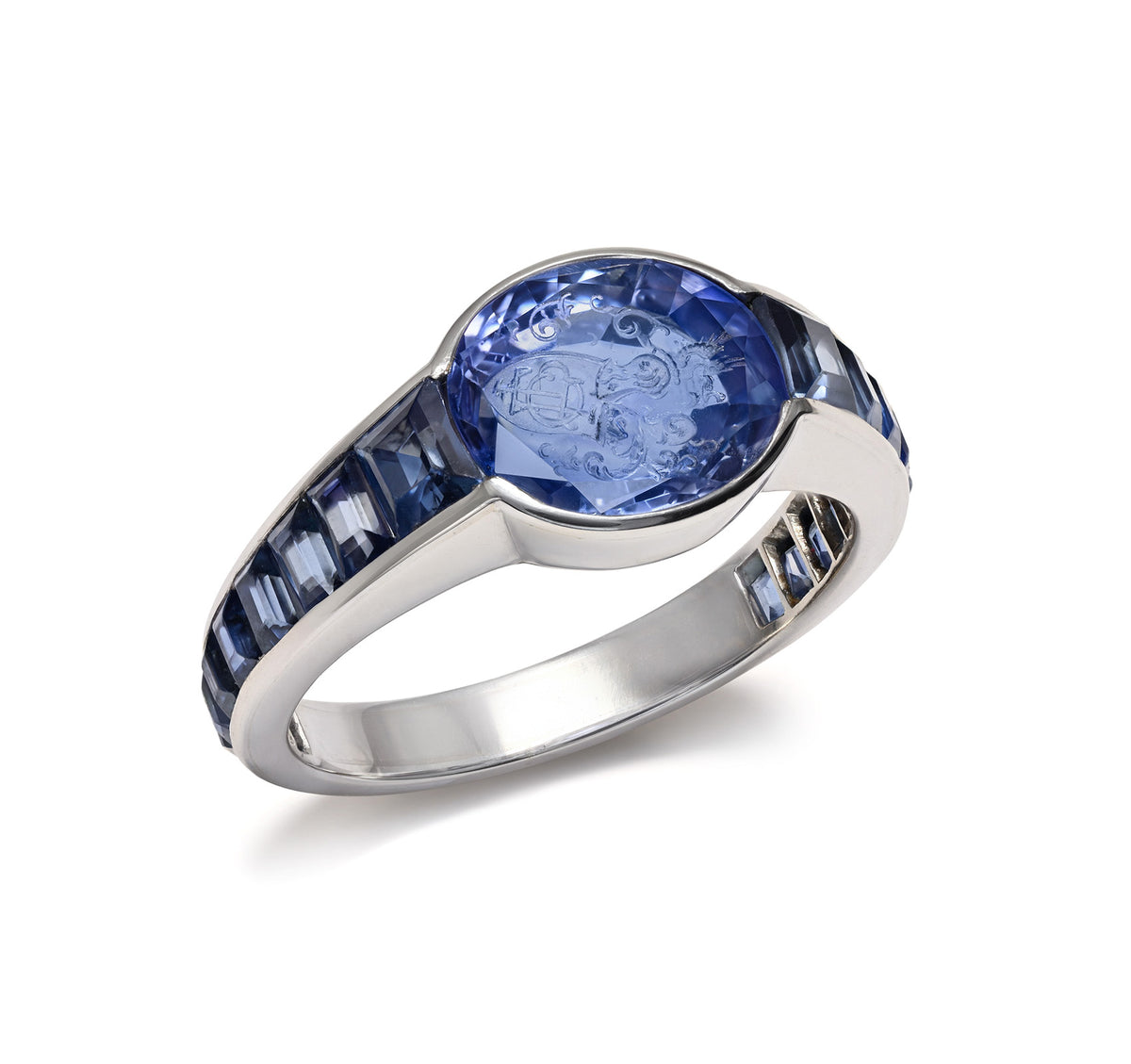Men’s Unheated Ceylon Sapphire Intaglio Ring