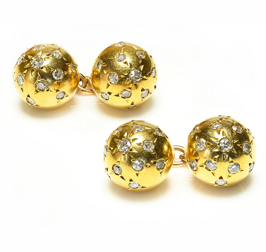 Van Cleef Arpels 18K Gold Diamond Cufflinks