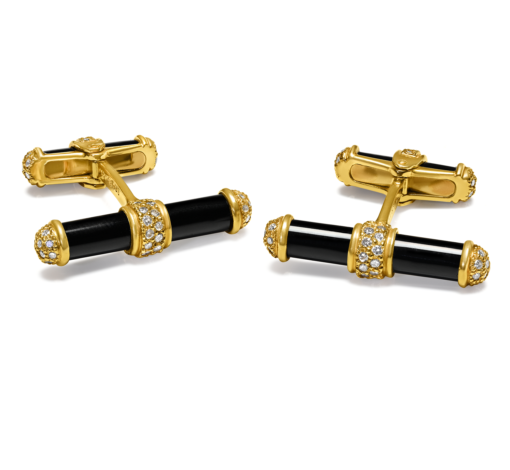 Van Cleef & Arpels 18K Gold Diamond Onyx Cufflinks