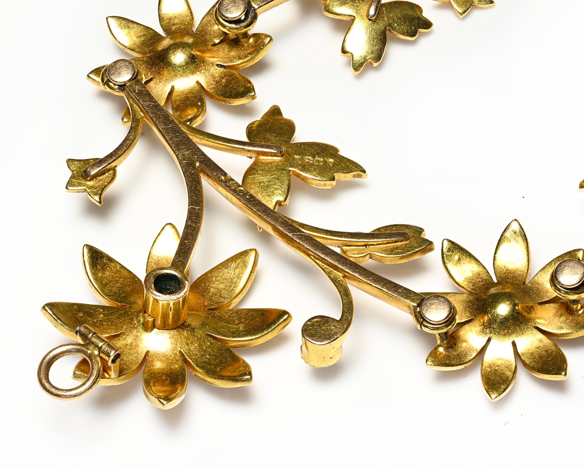 Victorian 18K Yellow Gold Pearl Floral Necklace