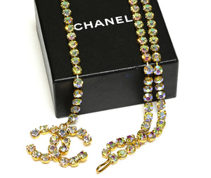 Vintage CHANEL Paris Spring 1995 CC Iridescent Crystal Barbie Belt