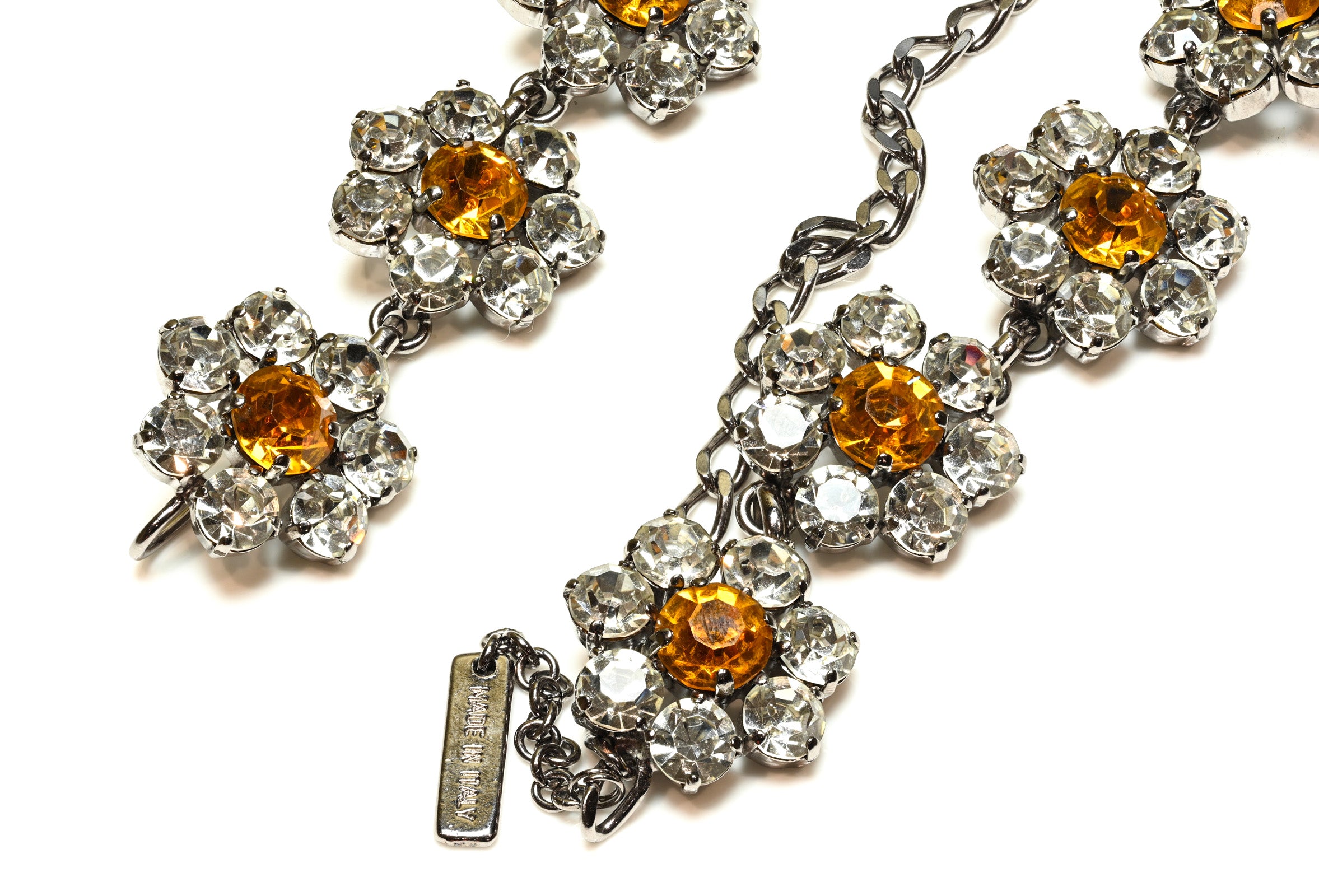 Vintage Dolce & Gabbana Yellow Crystal Flower Chain Belt