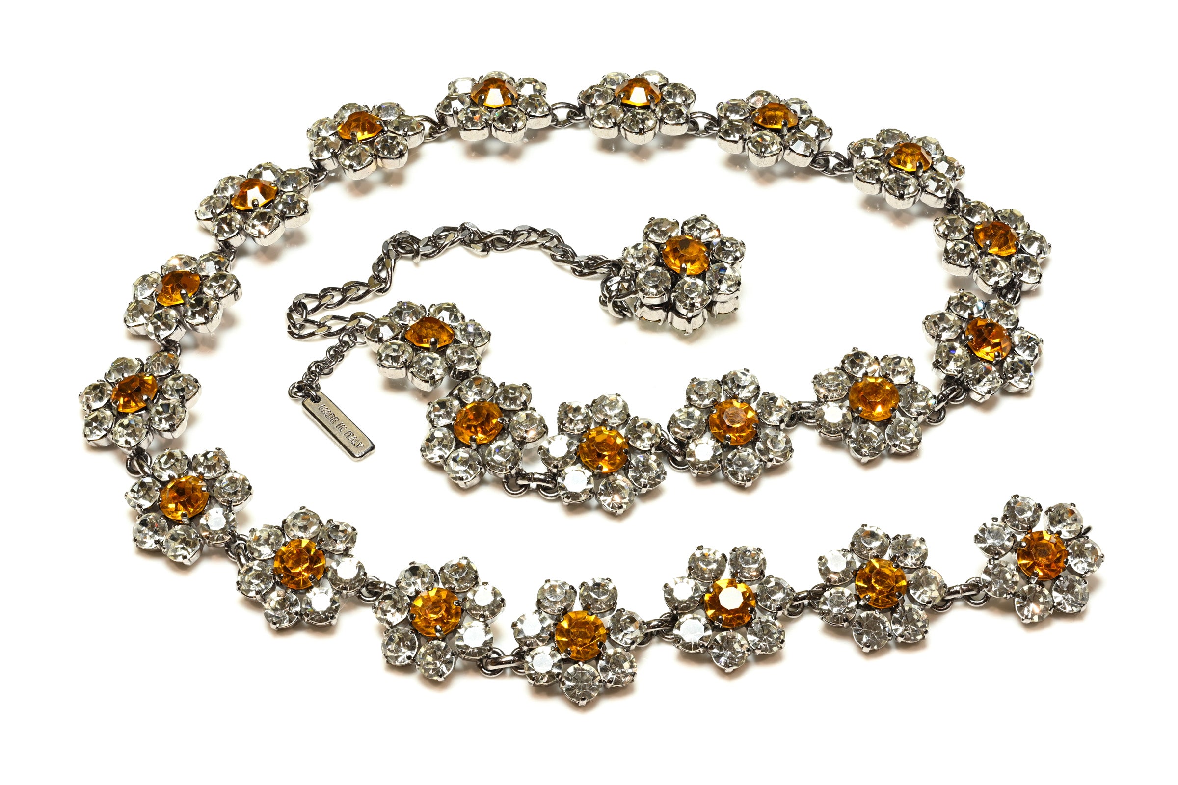 Vintage Dolce & Gabbana Yellow Crystal Flower Chain Belt
