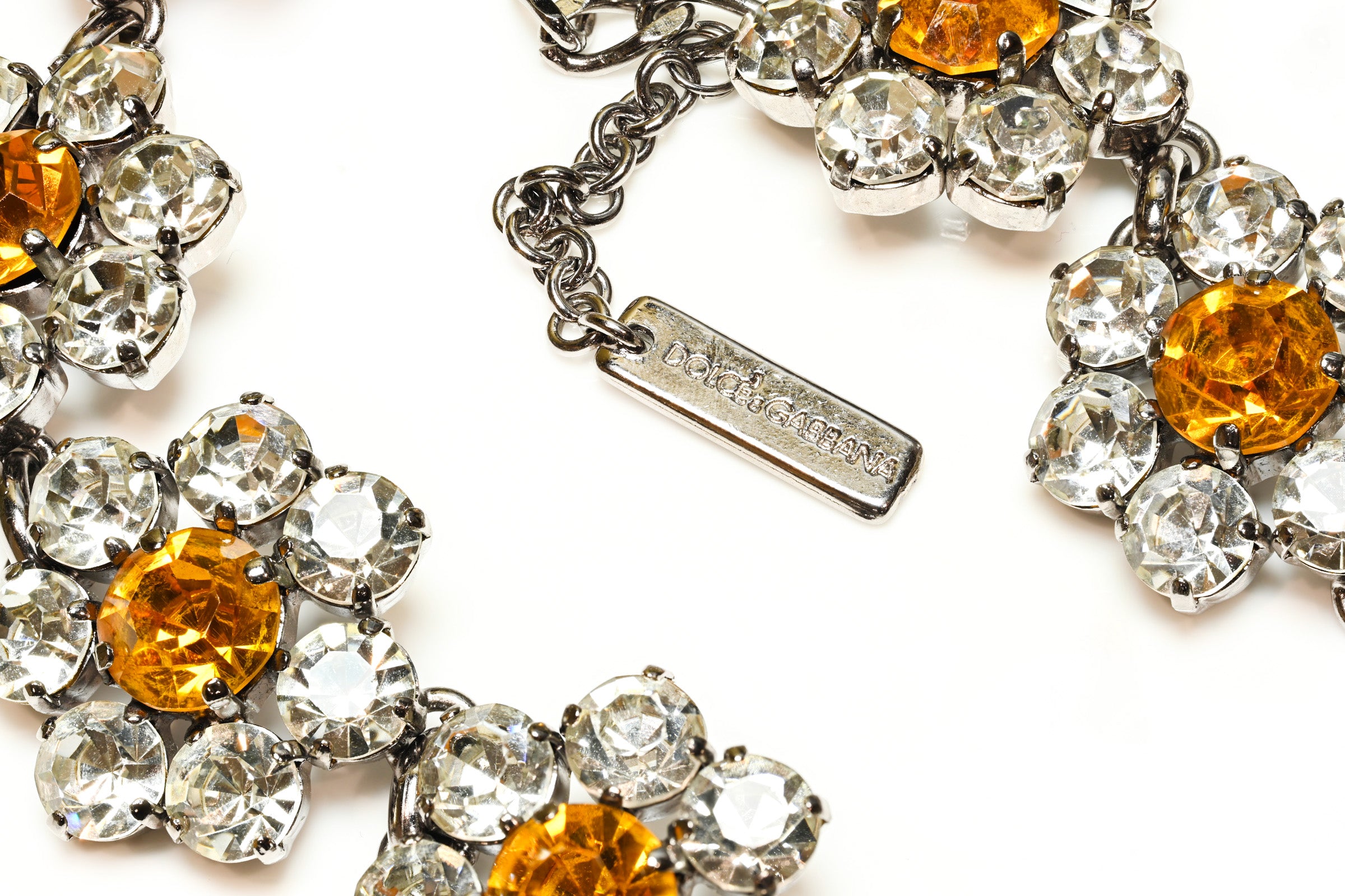 Vintage Dolce & Gabbana Yellow Crystal Flower Chain Belt