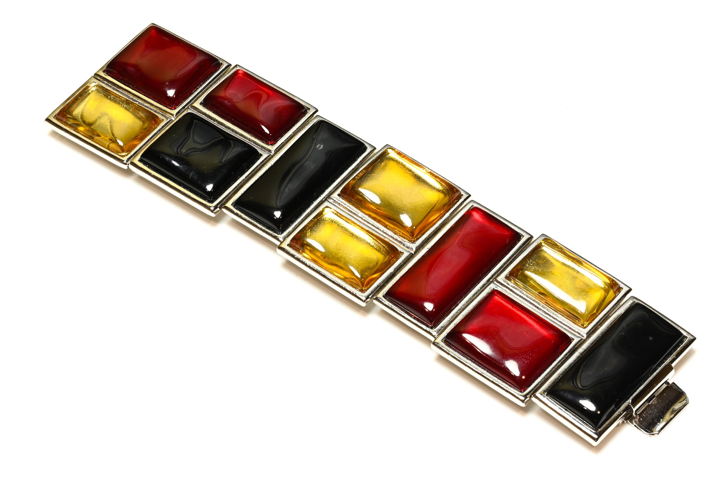 Vintage Yves Saint Laurent Red Yellow Black Mondrian Bracelet