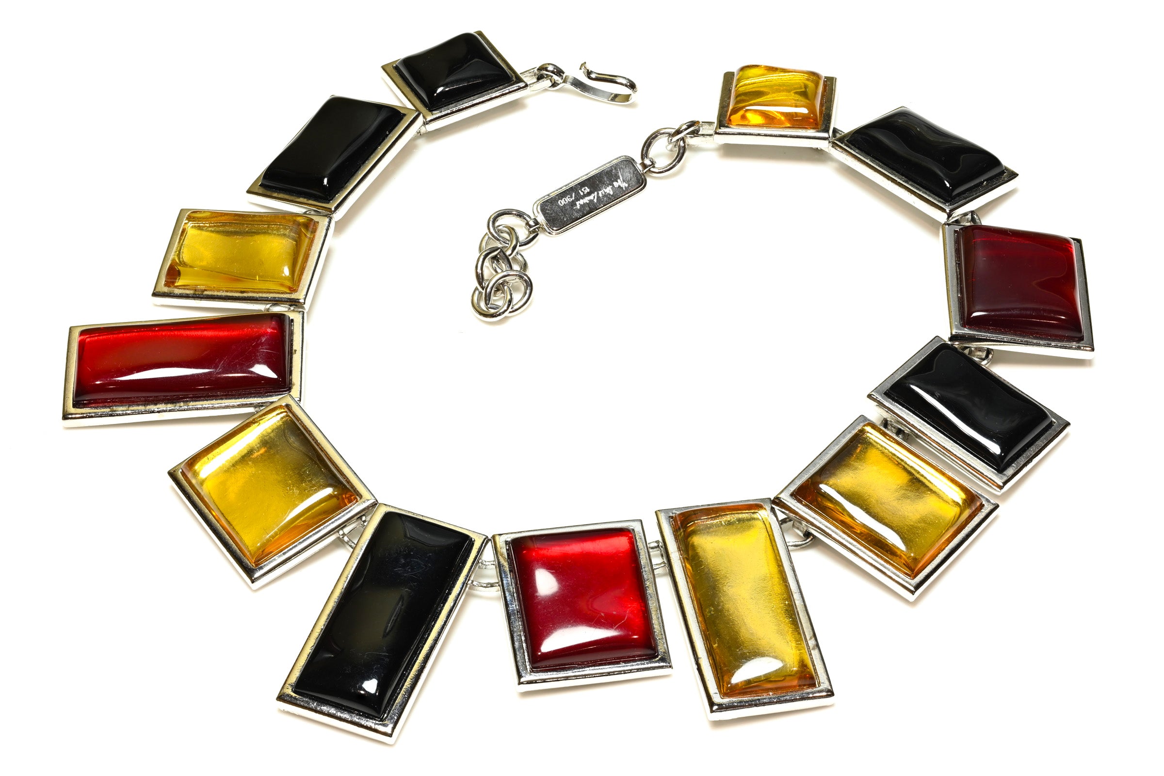 Vintage Yves Saint Laurent Red Yellow Black Mondrian Necklace