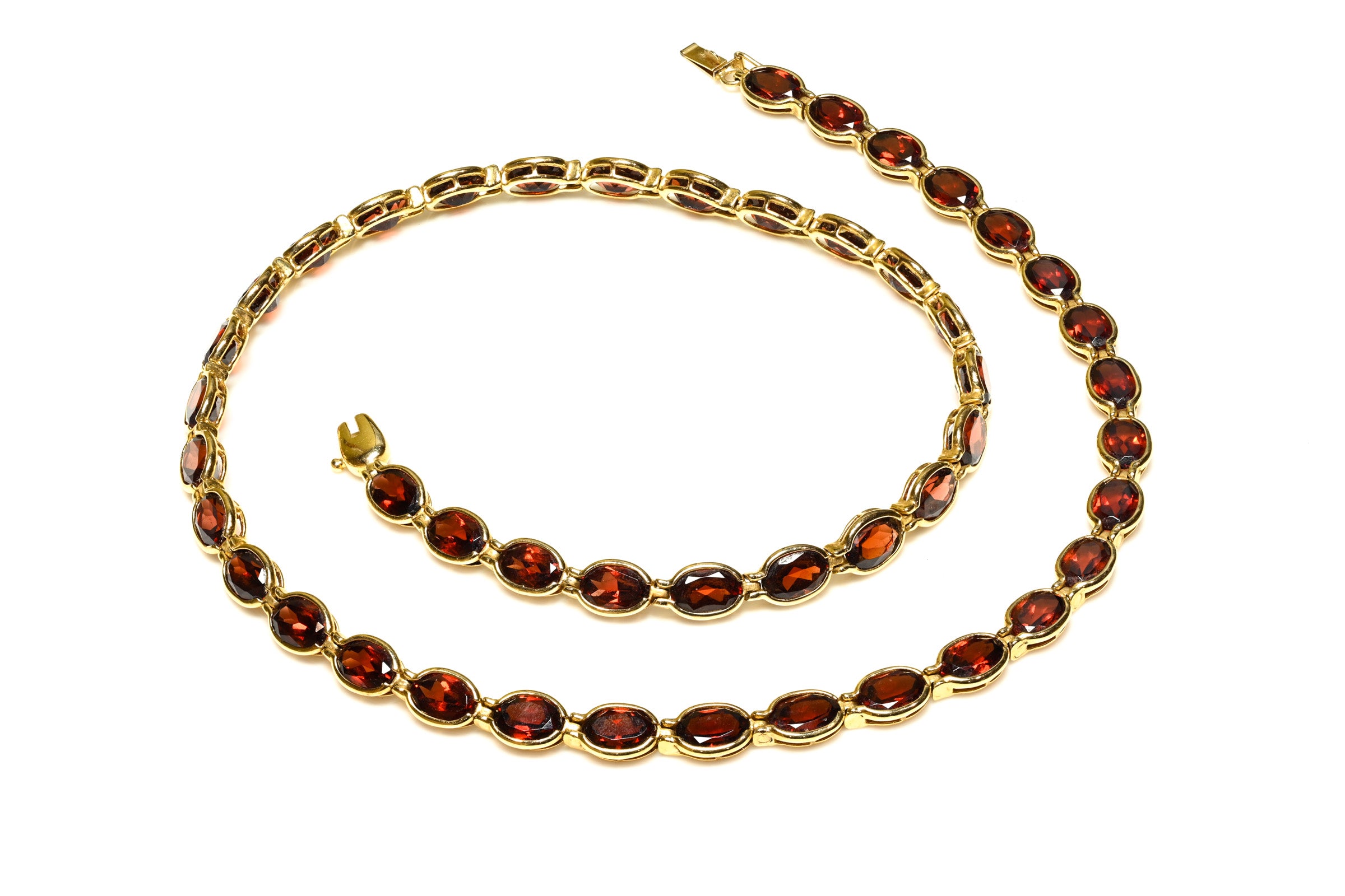 Vintage 14K Gold Garnet Tennis Collar Necklace