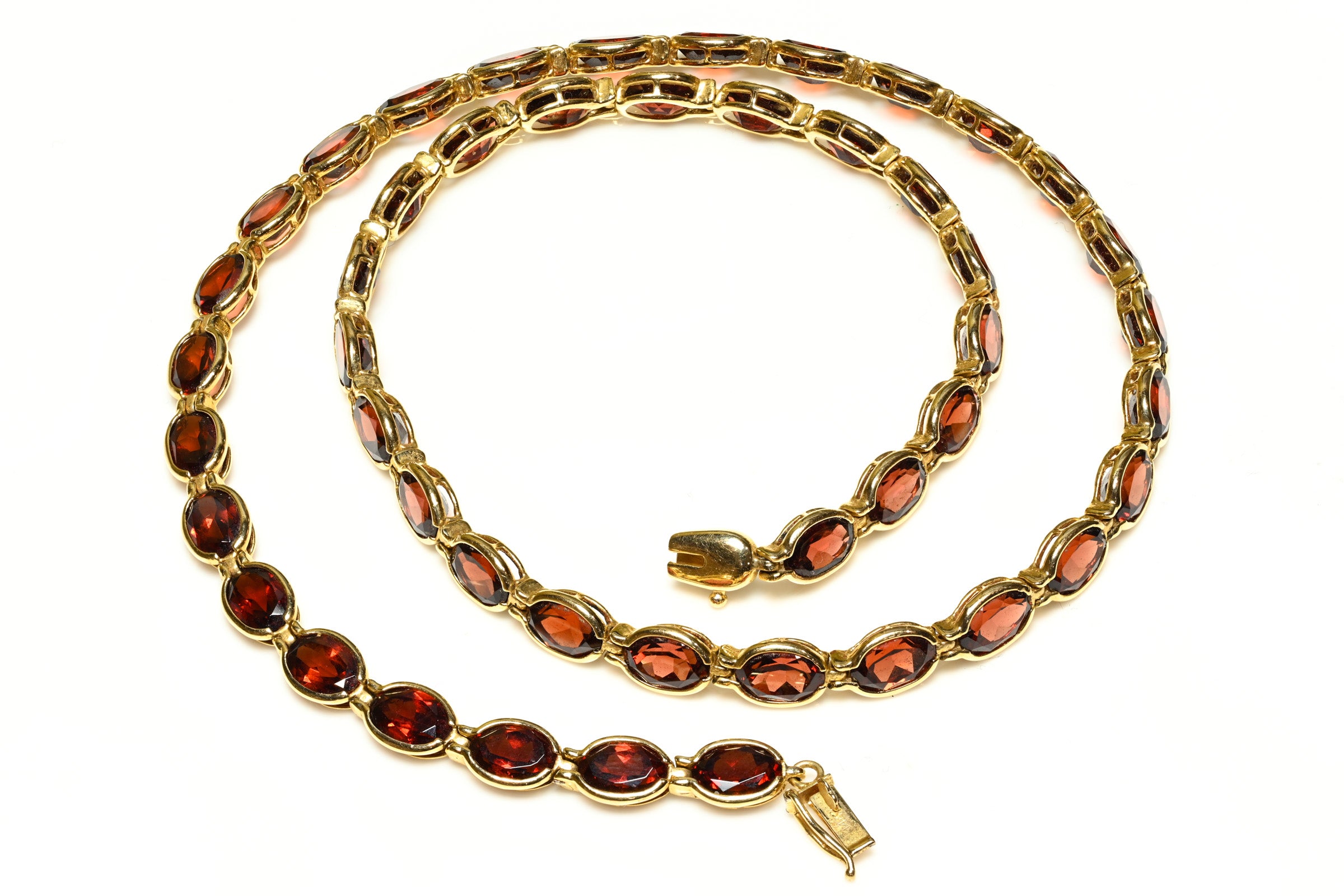 Vintage 14K Gold Garnet Tennis Collar Necklace 1