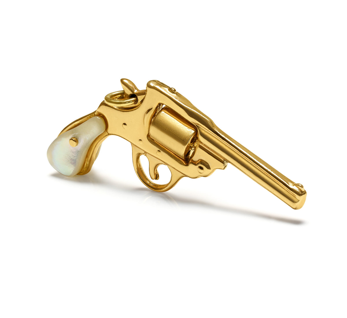 Vintage Gold Mother-of-Pearl  Pistol Charm Pendant