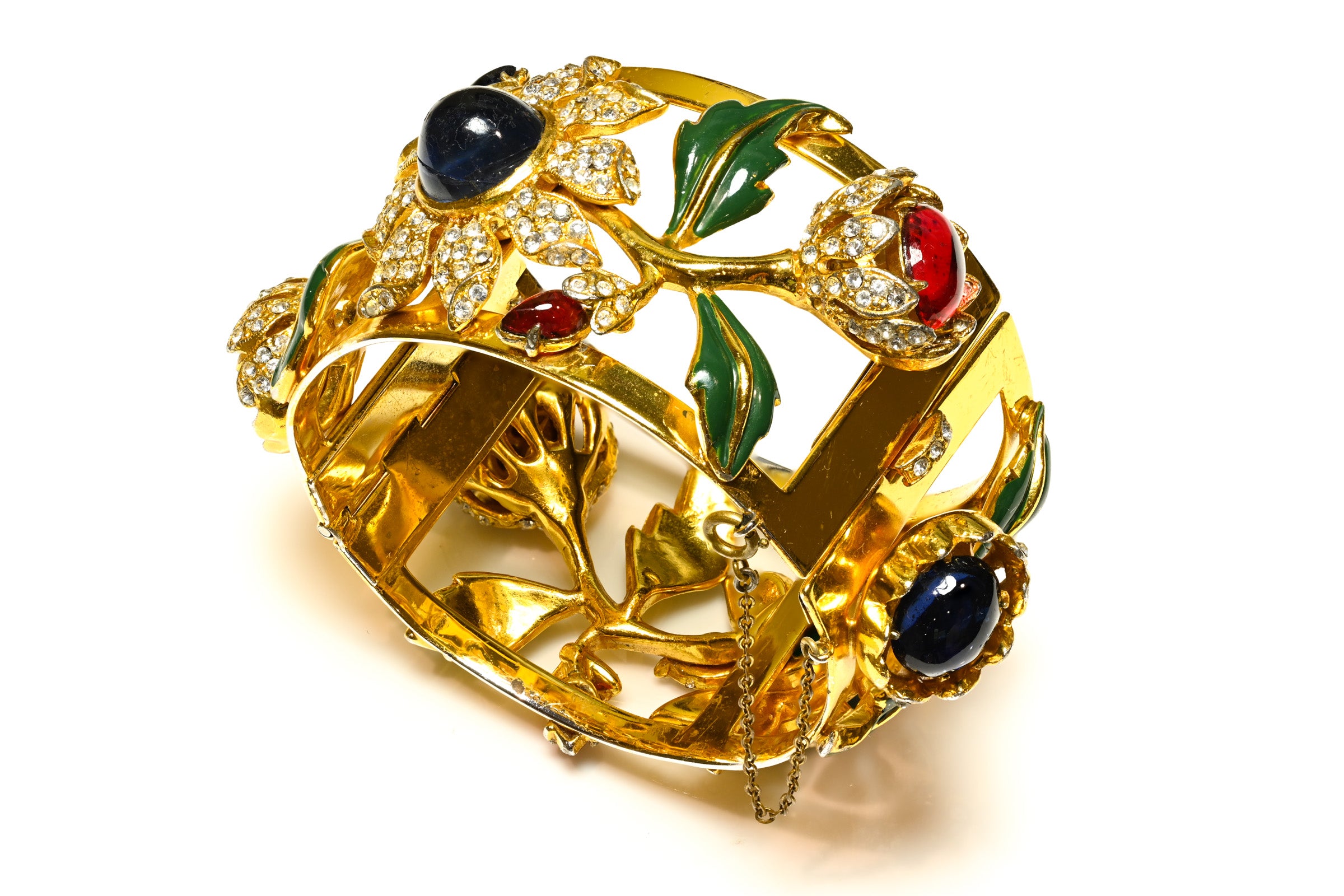 Vintage 1939 Coro Craft Carmen Miranda Flower Crystal Bangle