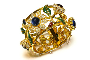 Vintage 1939 Coro Craft Carmen Miranda Flower Crystal Bracelet