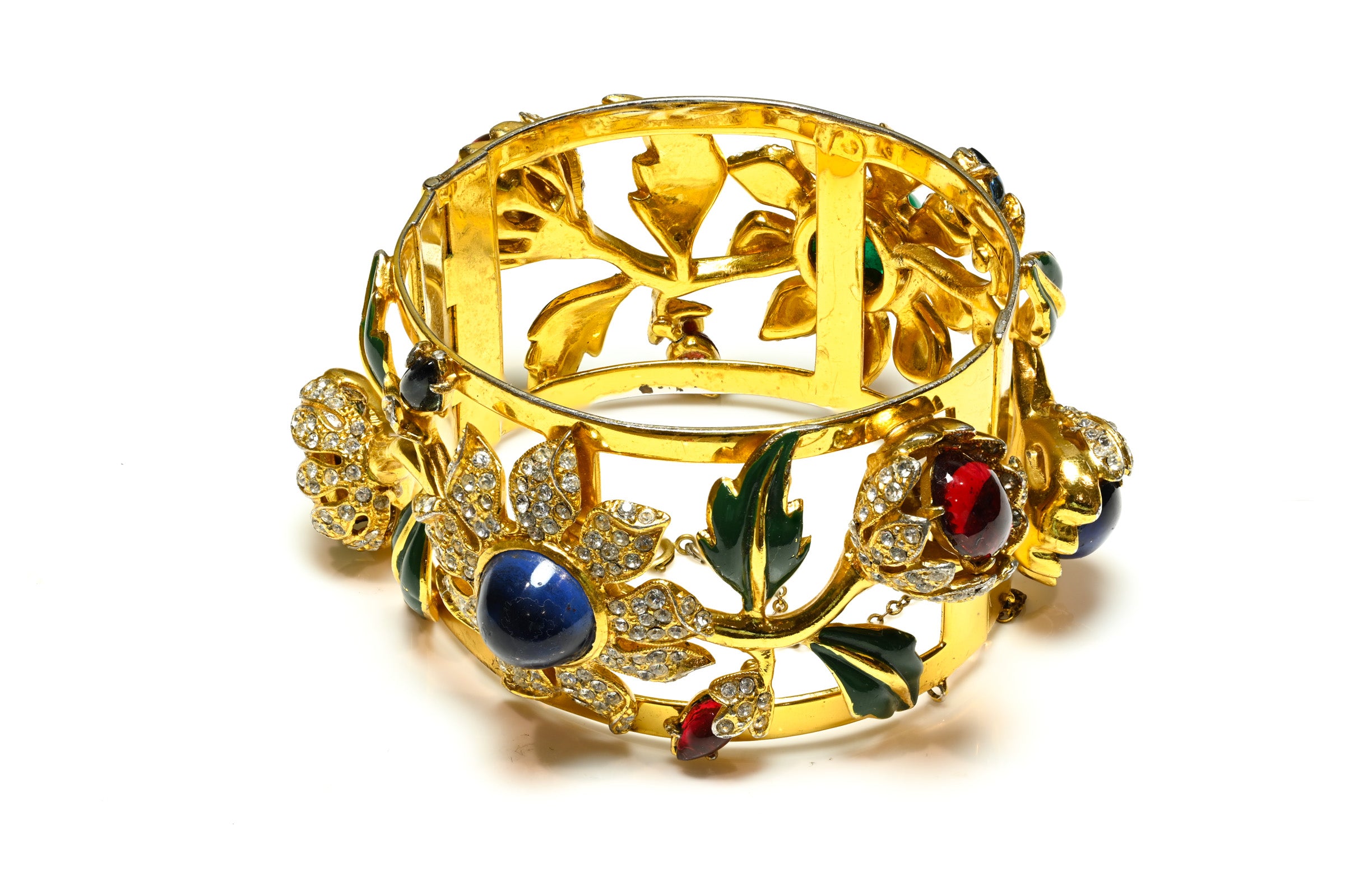 Vintage 1939 Coro Craft Carmen Miranda Flower Crystal Bracelet 1
