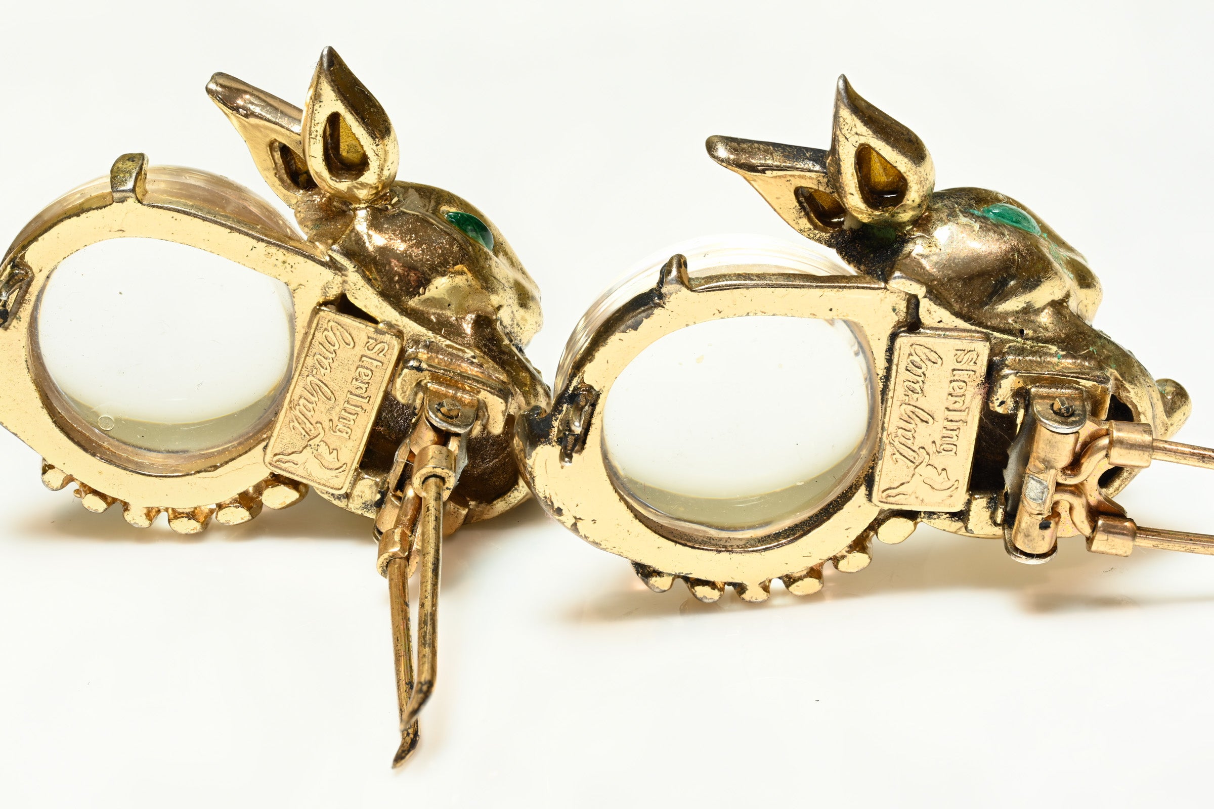 Vintage 1940's Coro Craft Sterling Jelly Belly Bunny Rabbit Brooches 2
