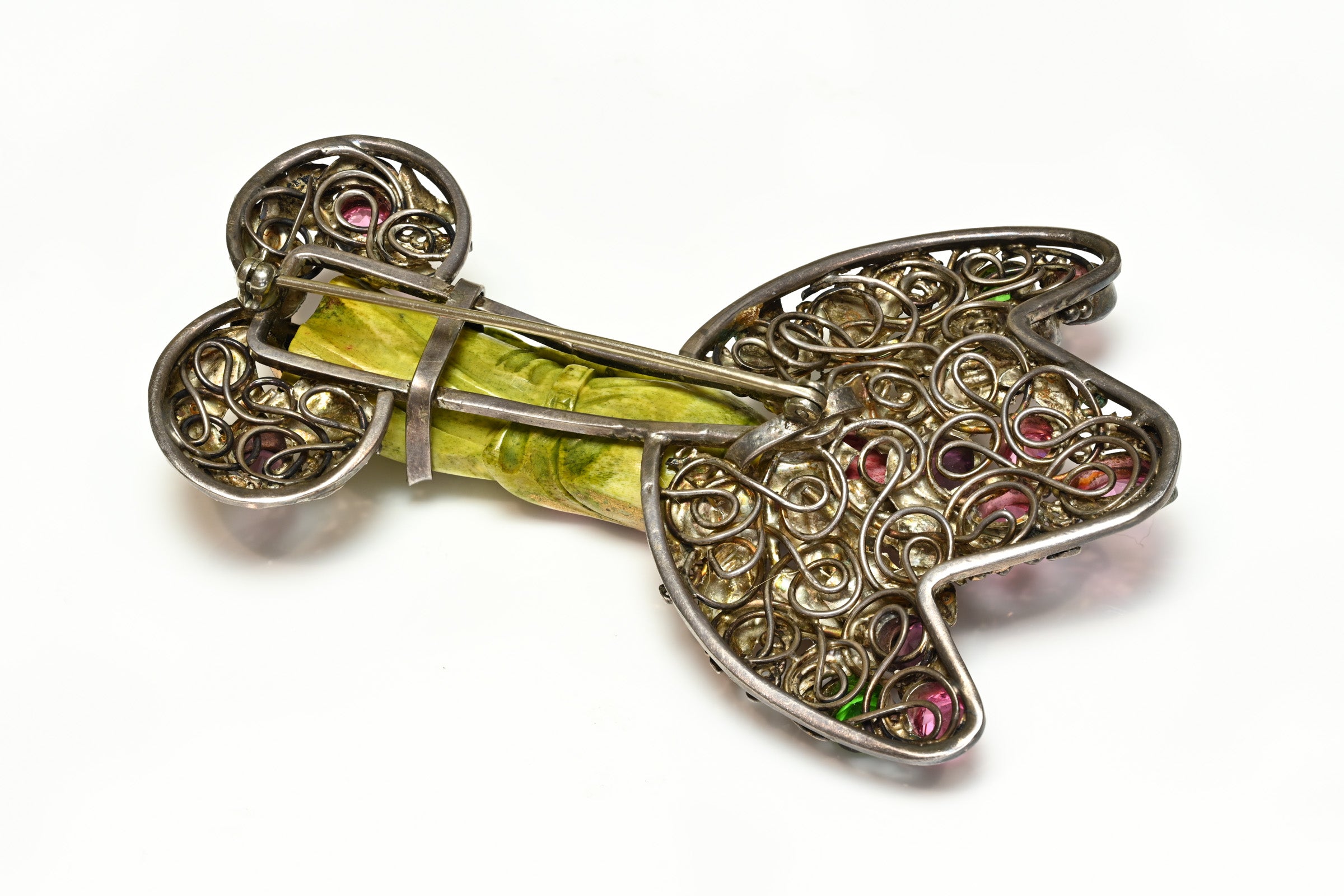 Vintage 1940's Hobe Sterling Bandora Monk Asian Style Filigree Brooch 2