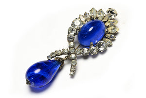 Vintage 1950's Christian Dior Haute Couture Blue Gripoix Glass Brooch