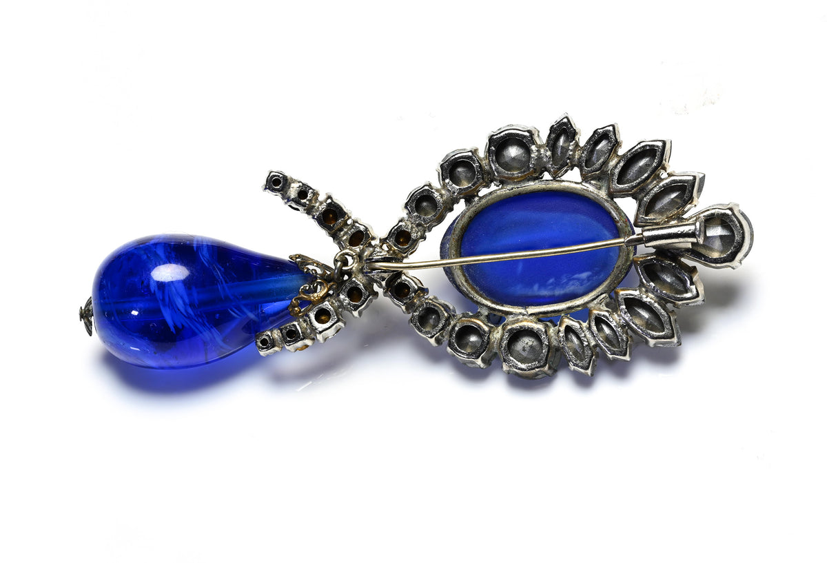 Vintage 1950's Christian Dior Haute Couture Blue Gripoix Glass Brooch 2