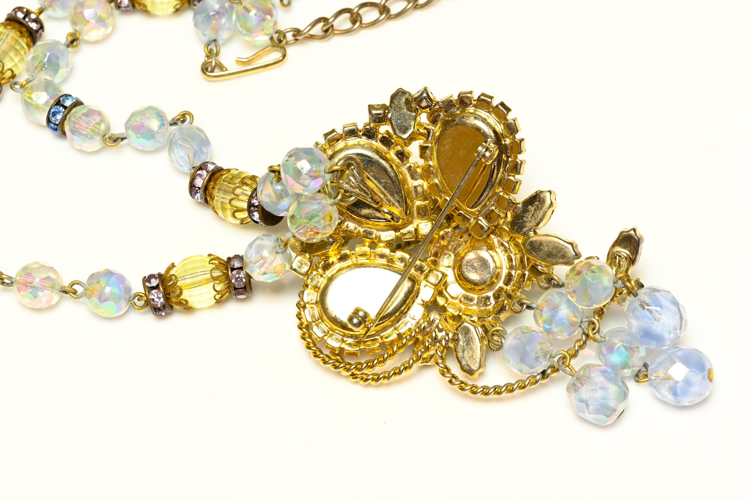 Vintage 1950's Hobe Blue Crystal Necklace Bracelet Earrings Parure Set 4