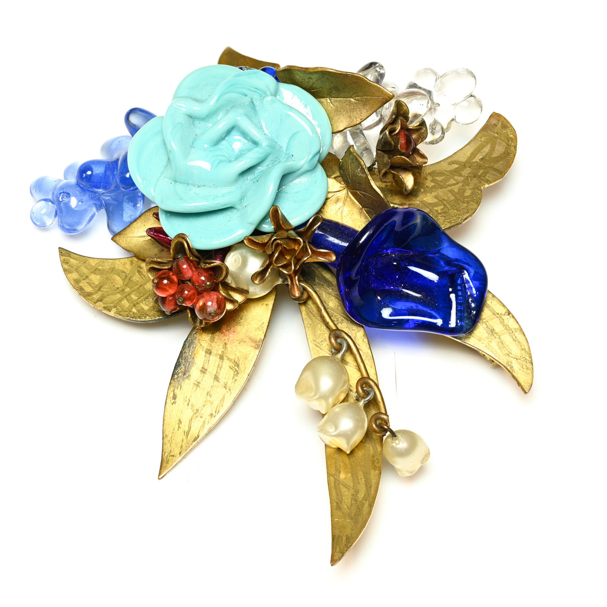 Vintage Blue Floral Brooch 1950 Stunning Vintage 1940s Art Deco Sterling Silver Flower Brooch with  main image 4