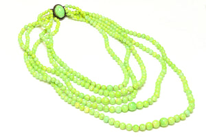 Vintage 1950's Louis Rousselet Paris Neon Green Glass Beads Necklace