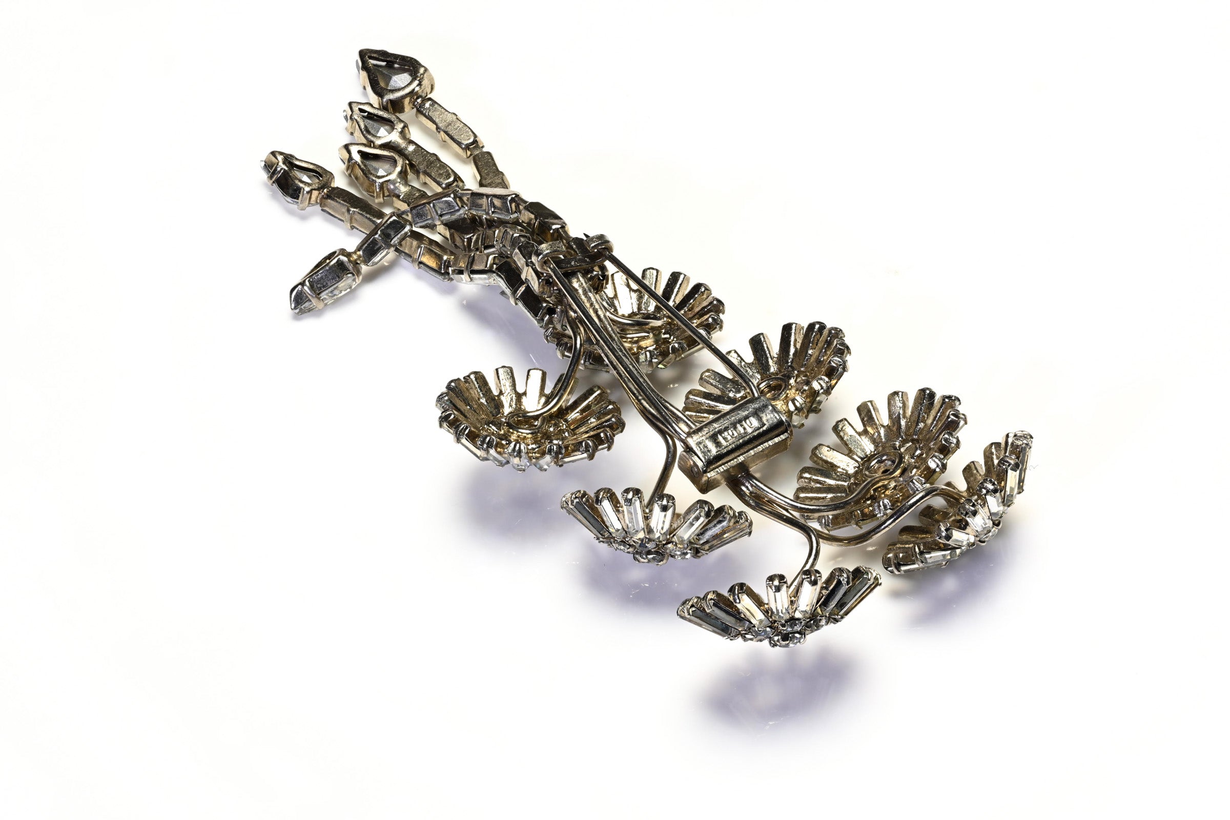 Vintage 1950's Roger Jean Pierre Paris Crystal Flower Tassel Brooch 3